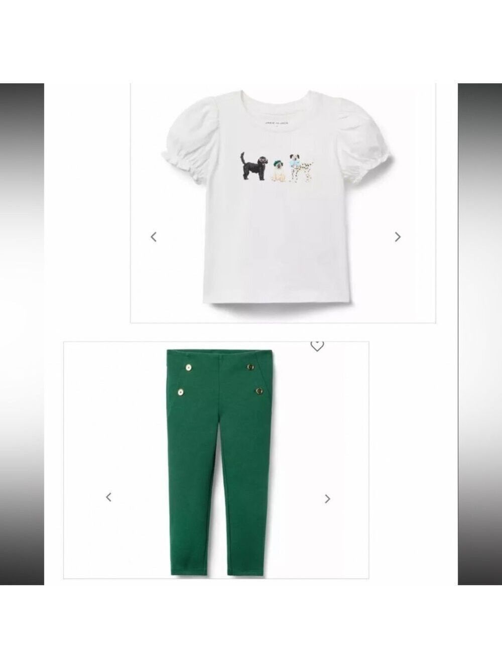 Janie and Jack White and Green Kids Matching Set